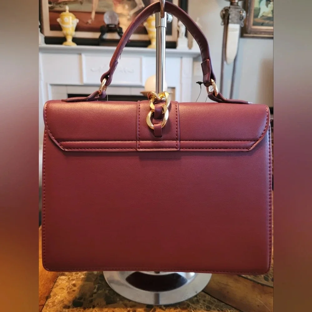 Badgley Mischka Burgundy Studded Handbag. NWT - Picture 2 of 10